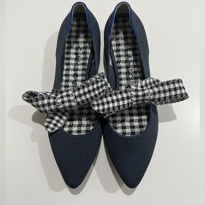 Rothy's Navy Houndstooth Bow Points